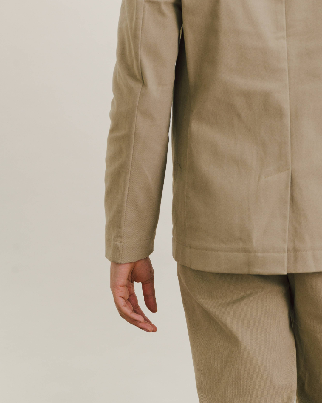 Khaki Cream Cotton Twill Suit