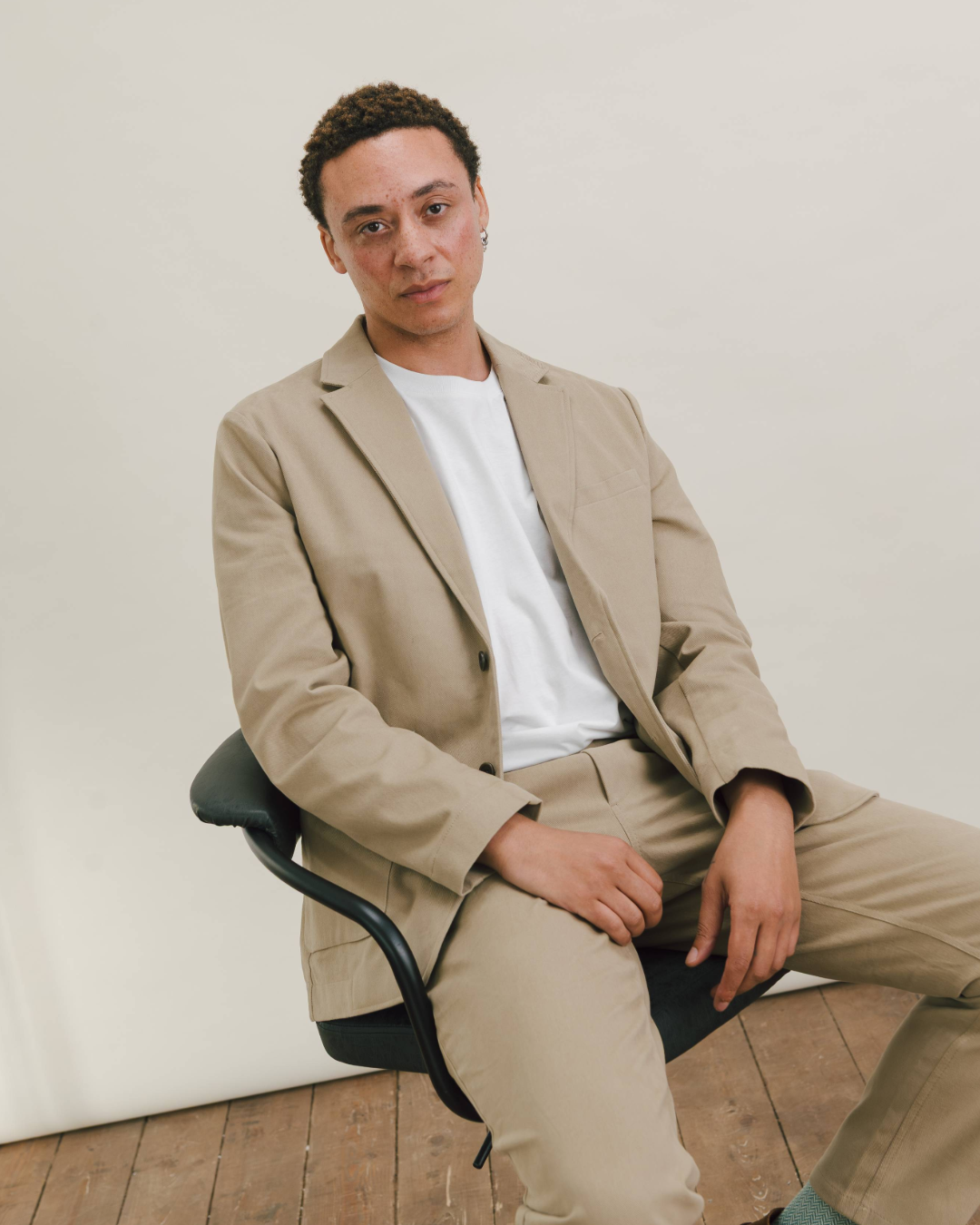 Khaki Cream Cotton Twill Suit