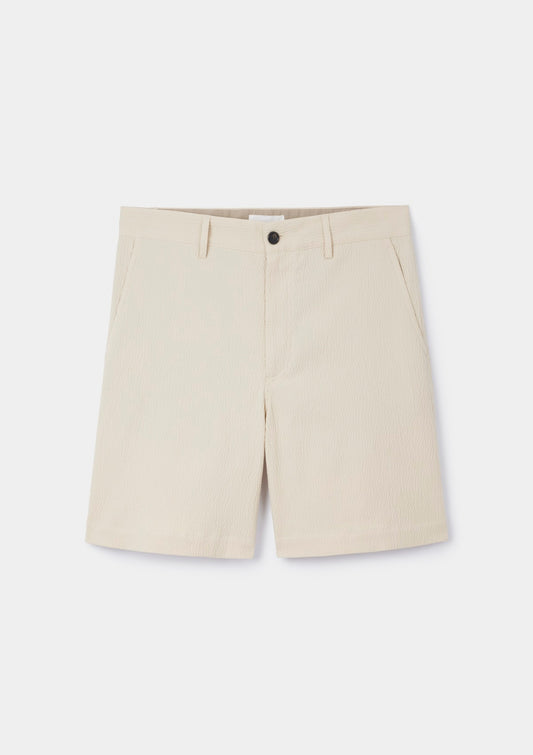 Ecru Seersucker Relaxed Shorts, Shorts - SIRPLUS