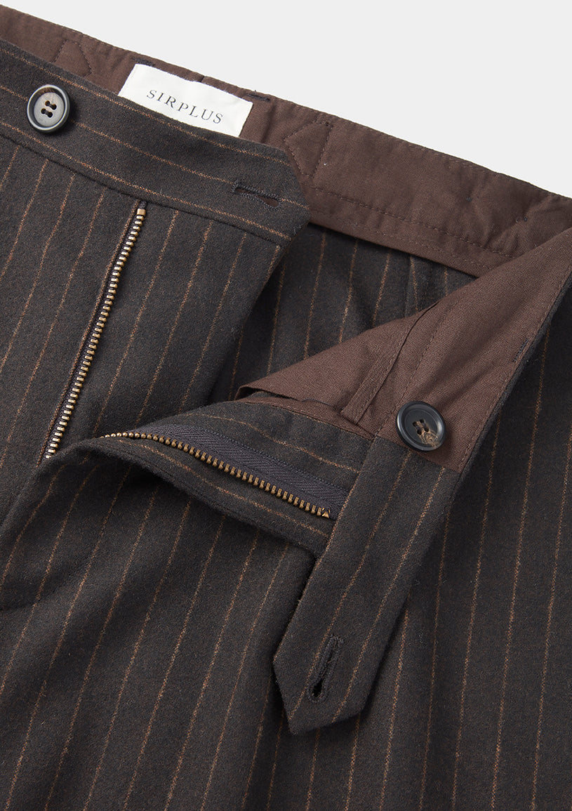 Espresso Chalk Stripe Pleated Trousers, Pleated Trousers - SIRPLUS