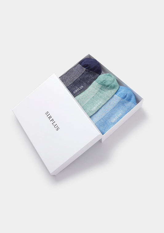 Blue & Green Herringbone Sock Gift Box, Gift Box - SIRPLUS