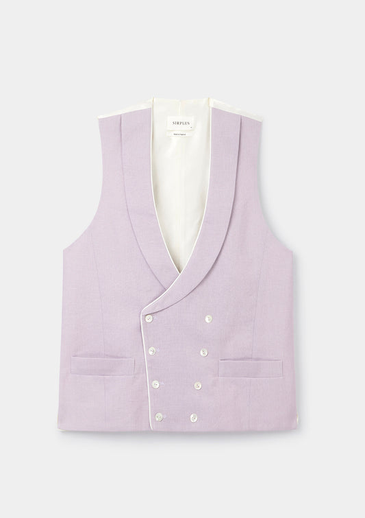 Lavender Fog Shawl Lapel Double-Breasted Waistcoat, Double Breasted Waistcoat - SIRPLUS