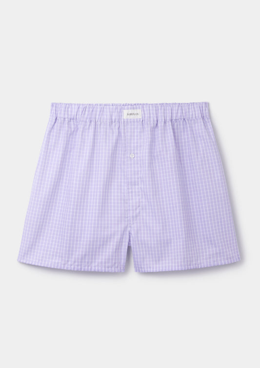 Lilac Check Cotton Boxer Shorts, Boxer Shorts - SIRPLUS