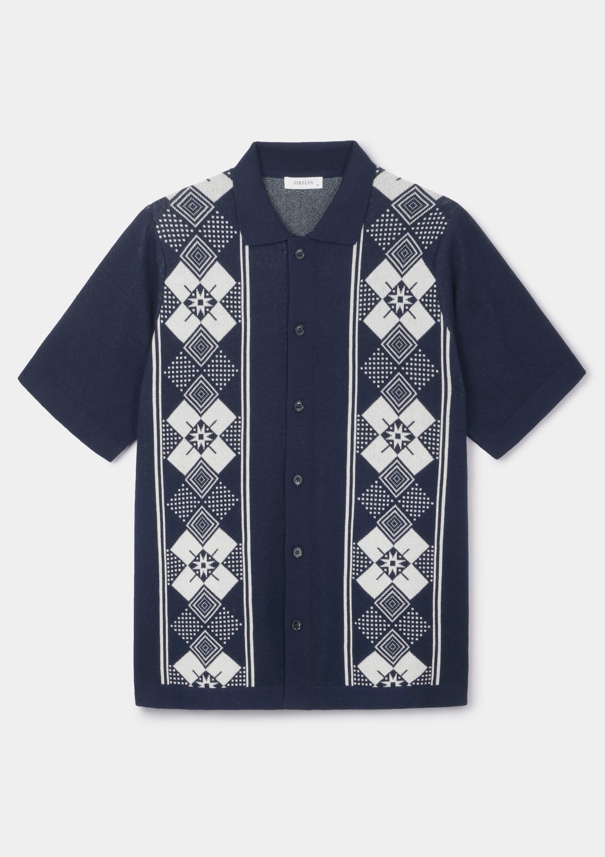 Navy Argyle Jacquard Polo, Polo Shirt - SIRPLUS
