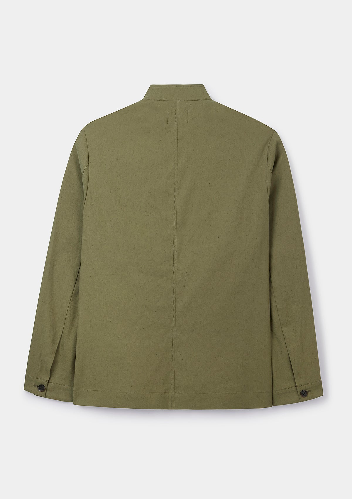 Lichen Green Cotton Linen Casual Nehru Jacket, Nehru Jacket - SIRPLUS