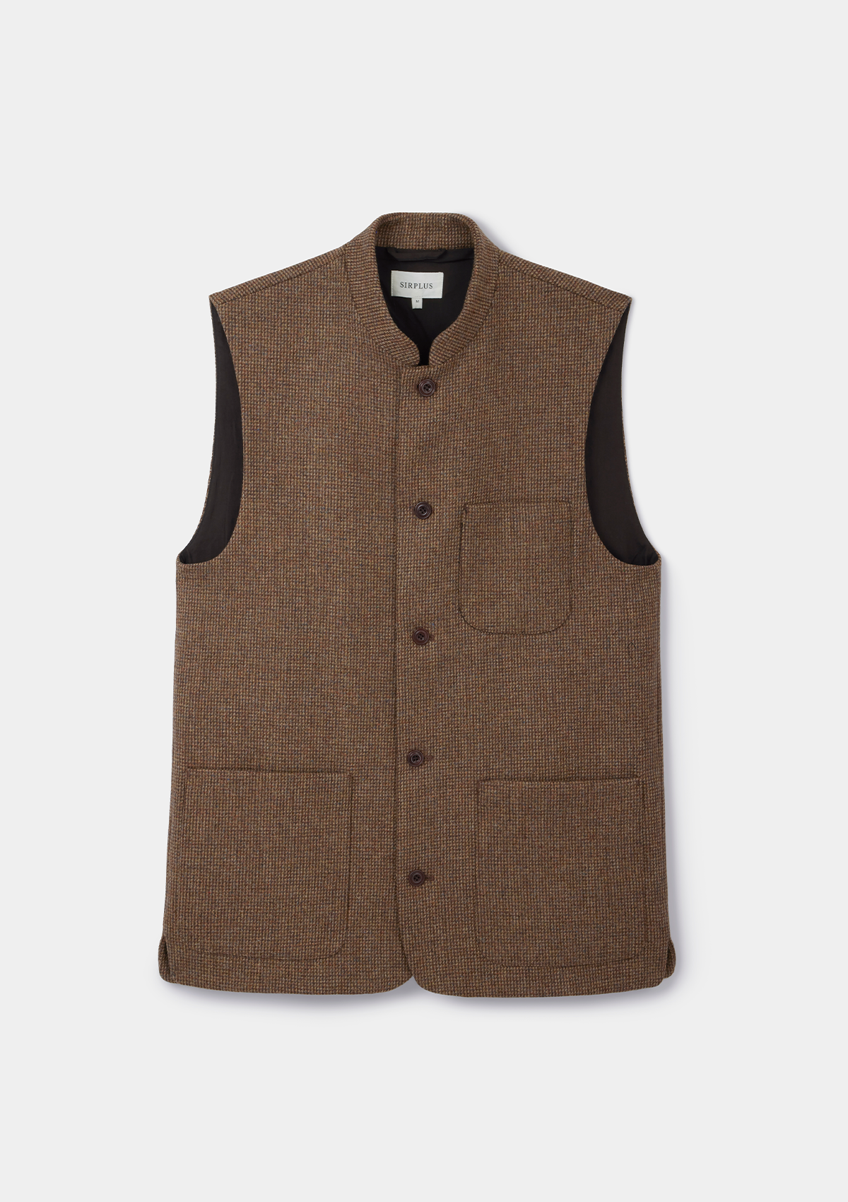 Chestnut Brown Tweed Nehru Waistcoat, Nehru Waistcoat - SIRPLUS