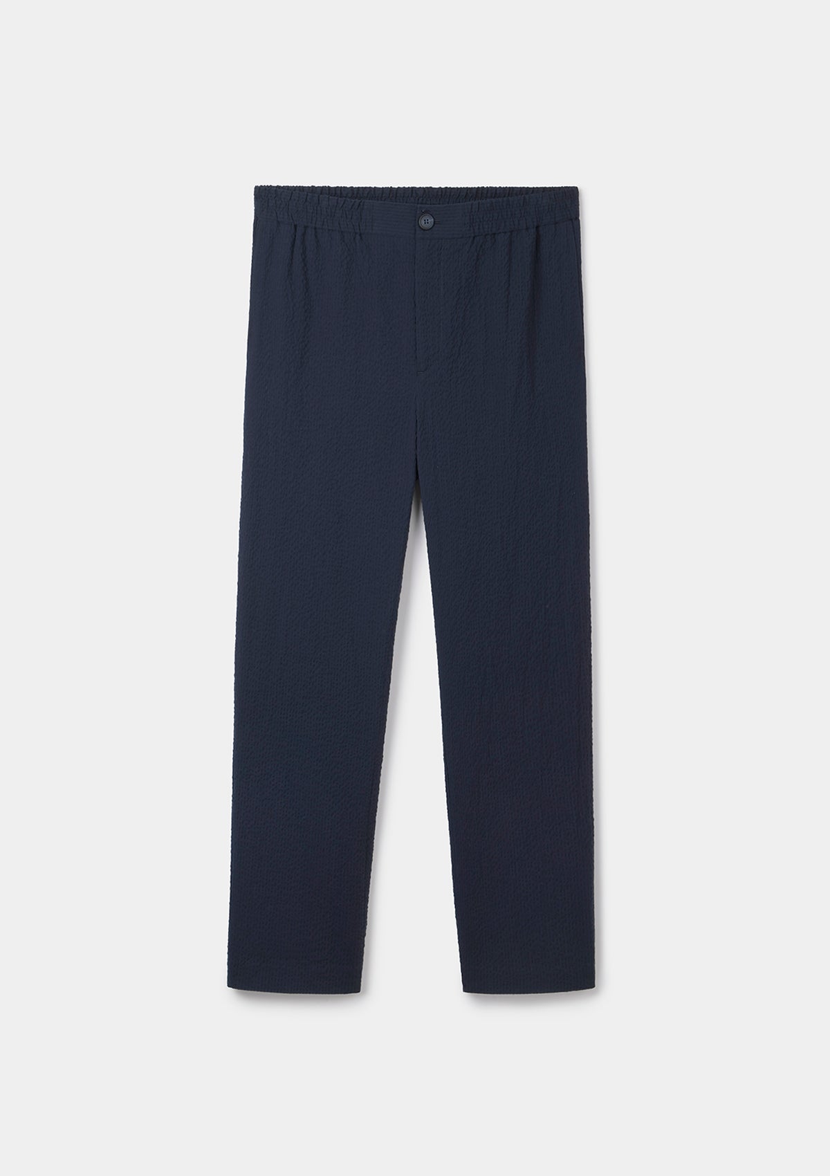 Navy Seersucker Drawstring Trousers, Casual Trousers - SIRPLUS