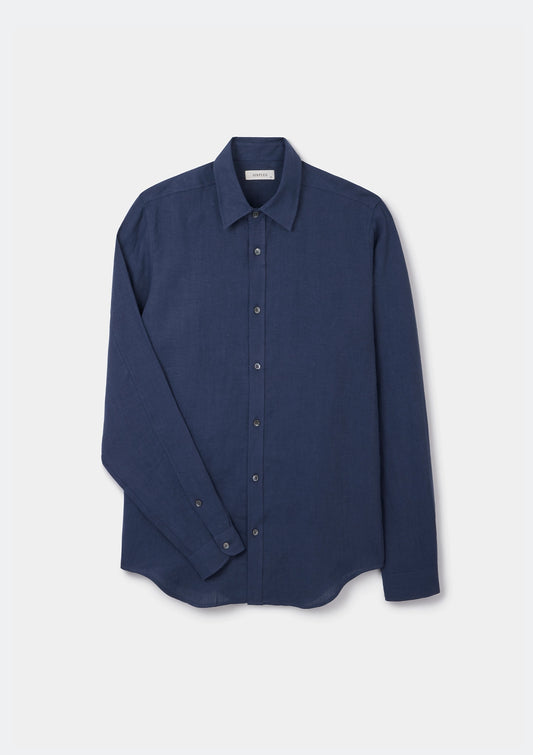 Navy Linen Collared Shirt, Collar Shirt - SIRPLUS