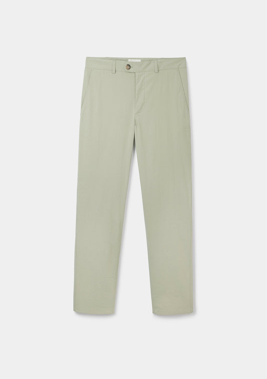 Sage Seersucker Cotton Chinos, Casual Trousers - SIRPLUS