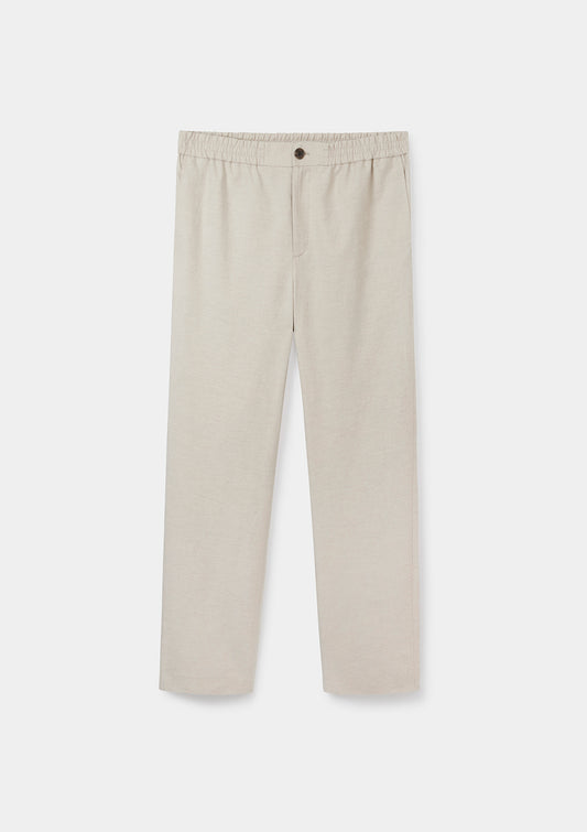 Sand Cotton Linen Drawstring Trousers, Casual Trousers - SIRPLUS