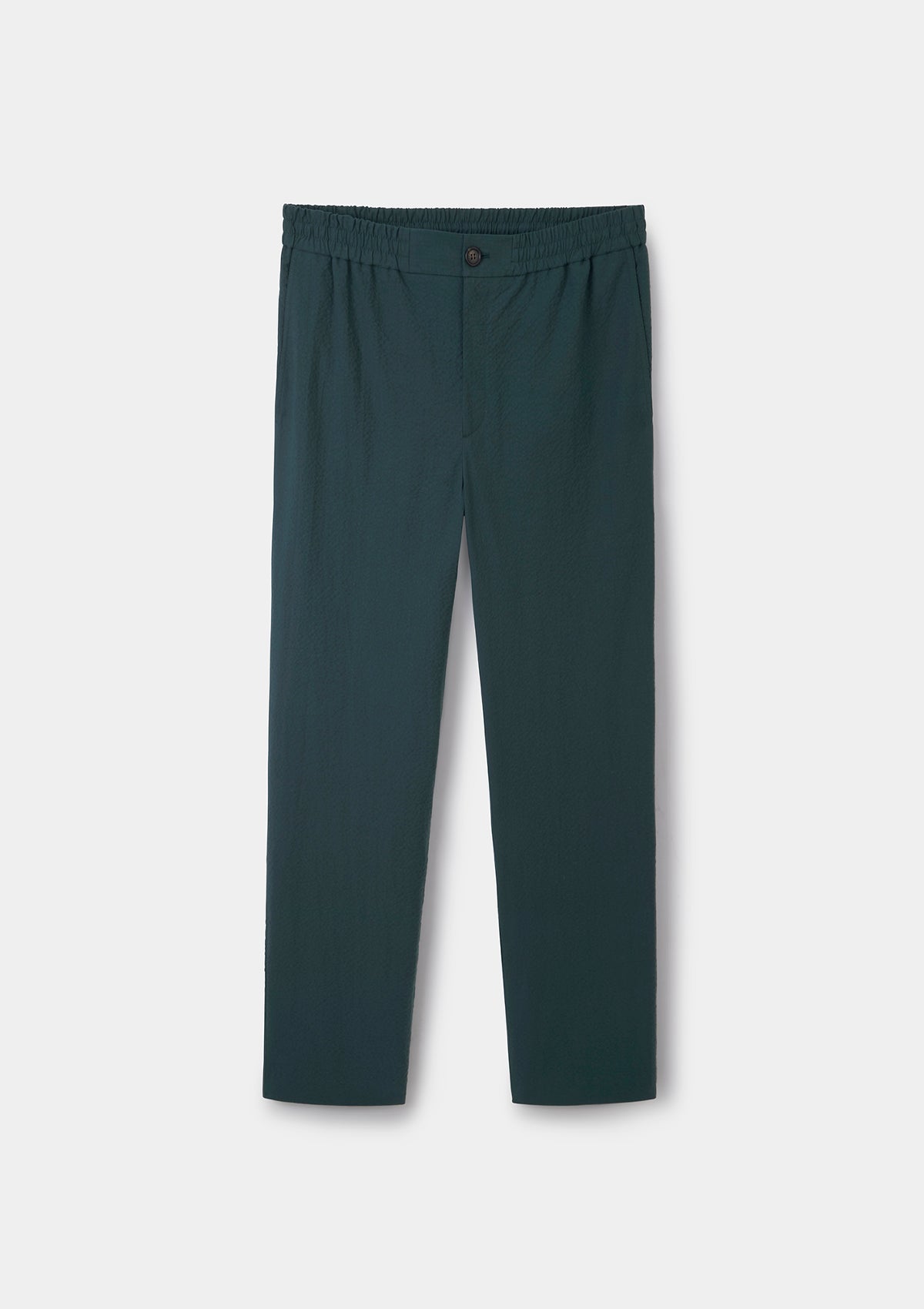 Teal Seersucker Drawstring Trousers, Casual Trousers - SIRPLUS