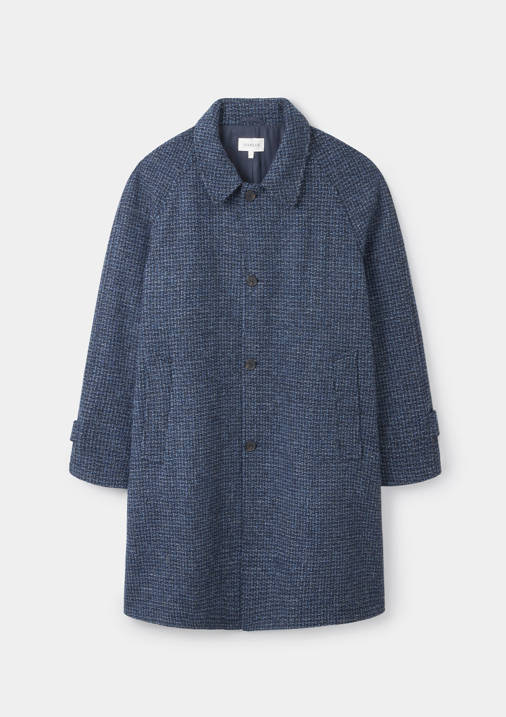 Blue Basketweave Harris Tweed Wool Overcoat, Coat - SIRPLUS