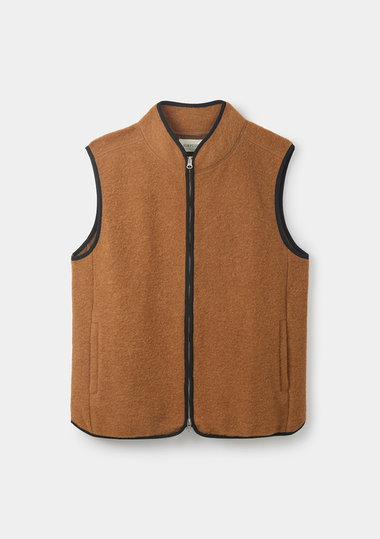 Caramel Boiled Wool Gilet, Gilet - SIRPLUS