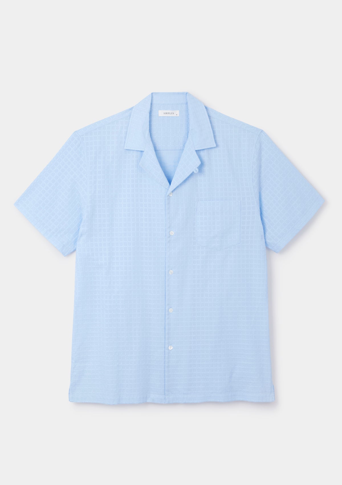 Sky Blue Square Stitch Cuban Shirt, Cuban Shirt - SIRPLUS