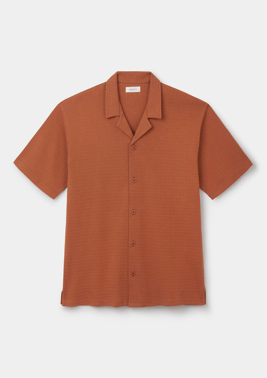 Terracotta Graph Jersey Cuban Shirt, Polo Shirt - SIRPLUS