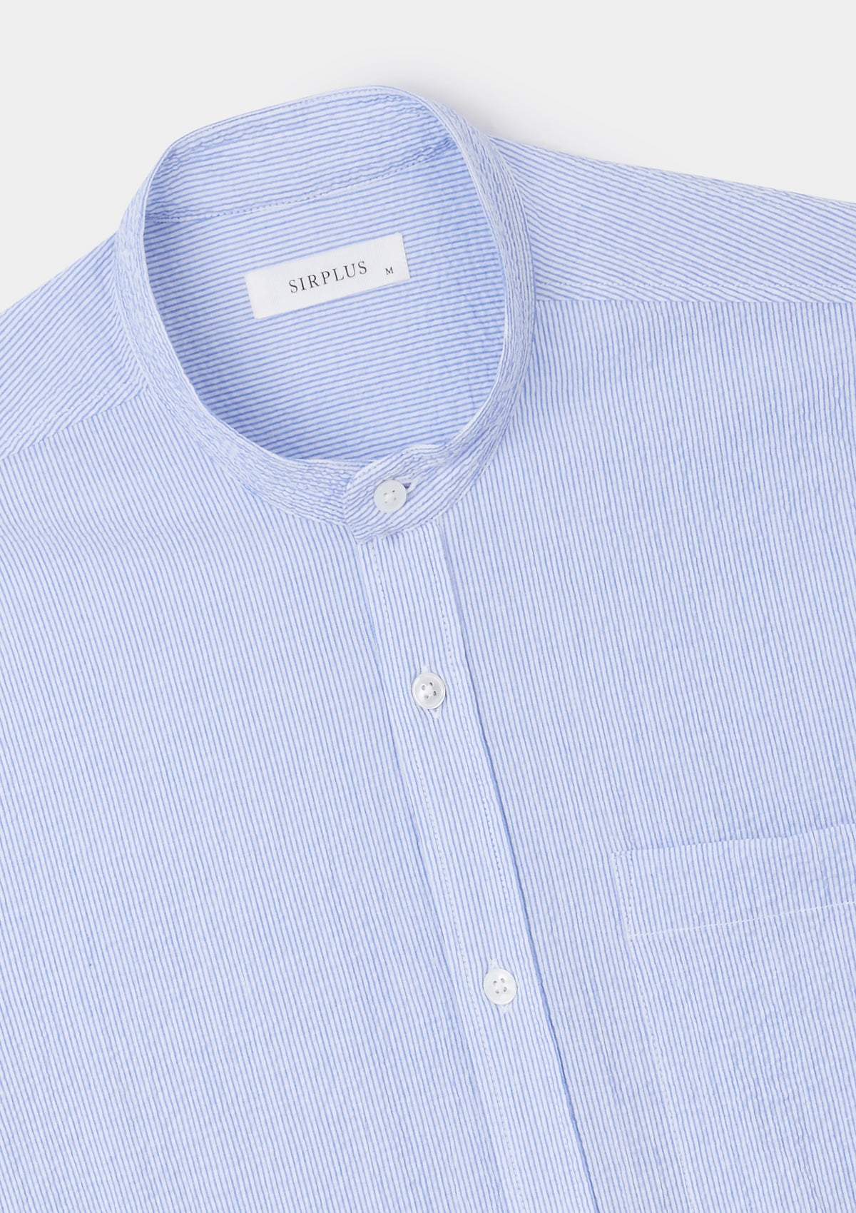 White Seersucker Stripe Grandad Shirt, Grandad Shirt - SIRPLUS