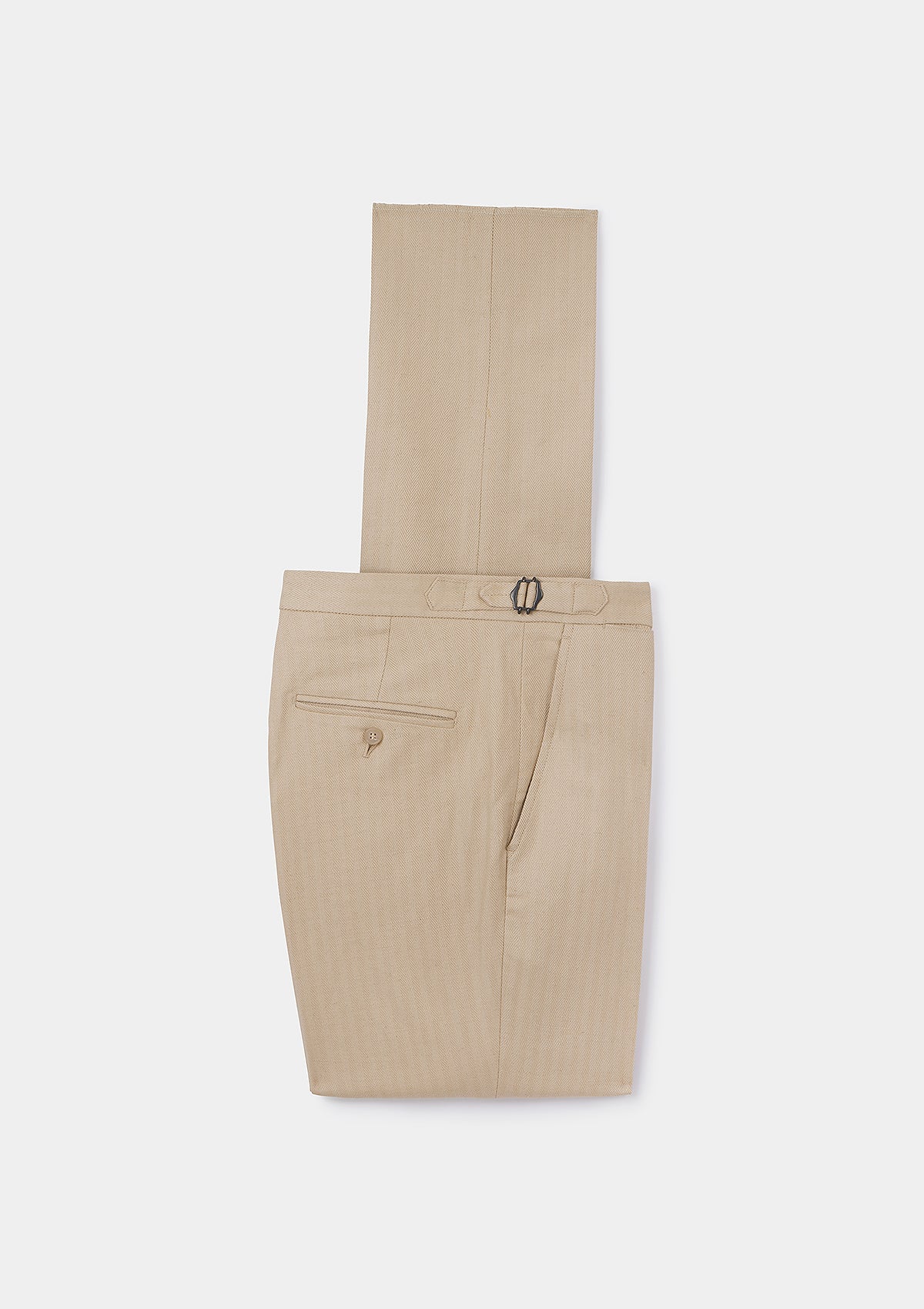 Sand Herringbone Cotton Linen Nehru Suit, Suits - SIRPLUS