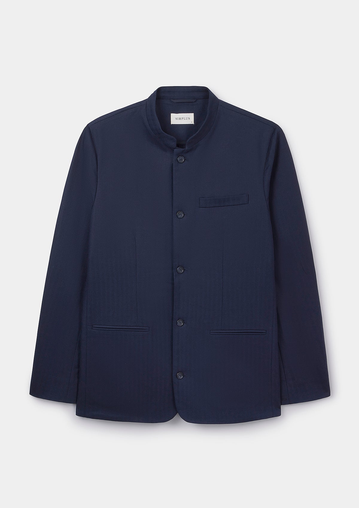 Navy Herringbone Cotton Linen Nehru Jacket, Nehru Jacket - SIRPLUS