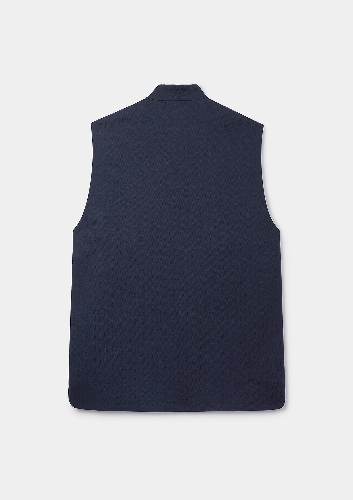 Navy Herringbone Cotton Linen Nehru Waistcoat, Nehru Waistcoat - SIRPLUS