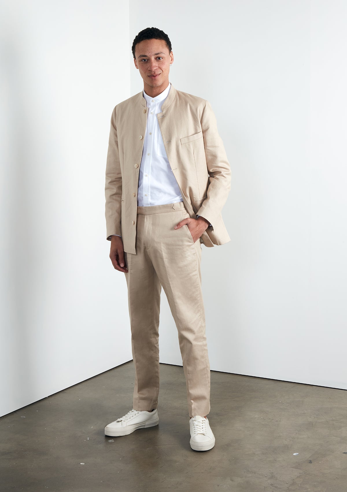 Sand Cotton Linen Nehru Jacket, Nehru Jackets - SIRPLUS