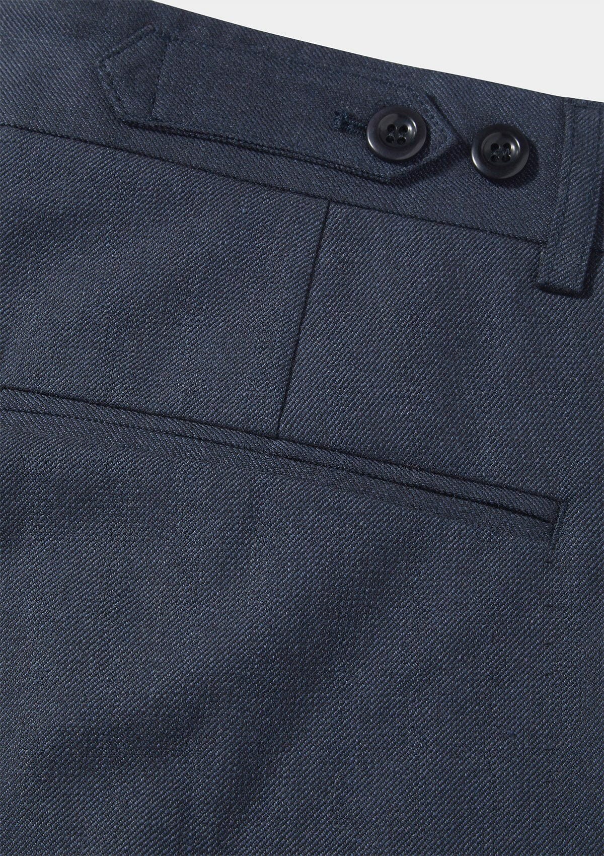 Navy Cotton Linen Pleated Trousers, Casual Trousers - SIRPLUS