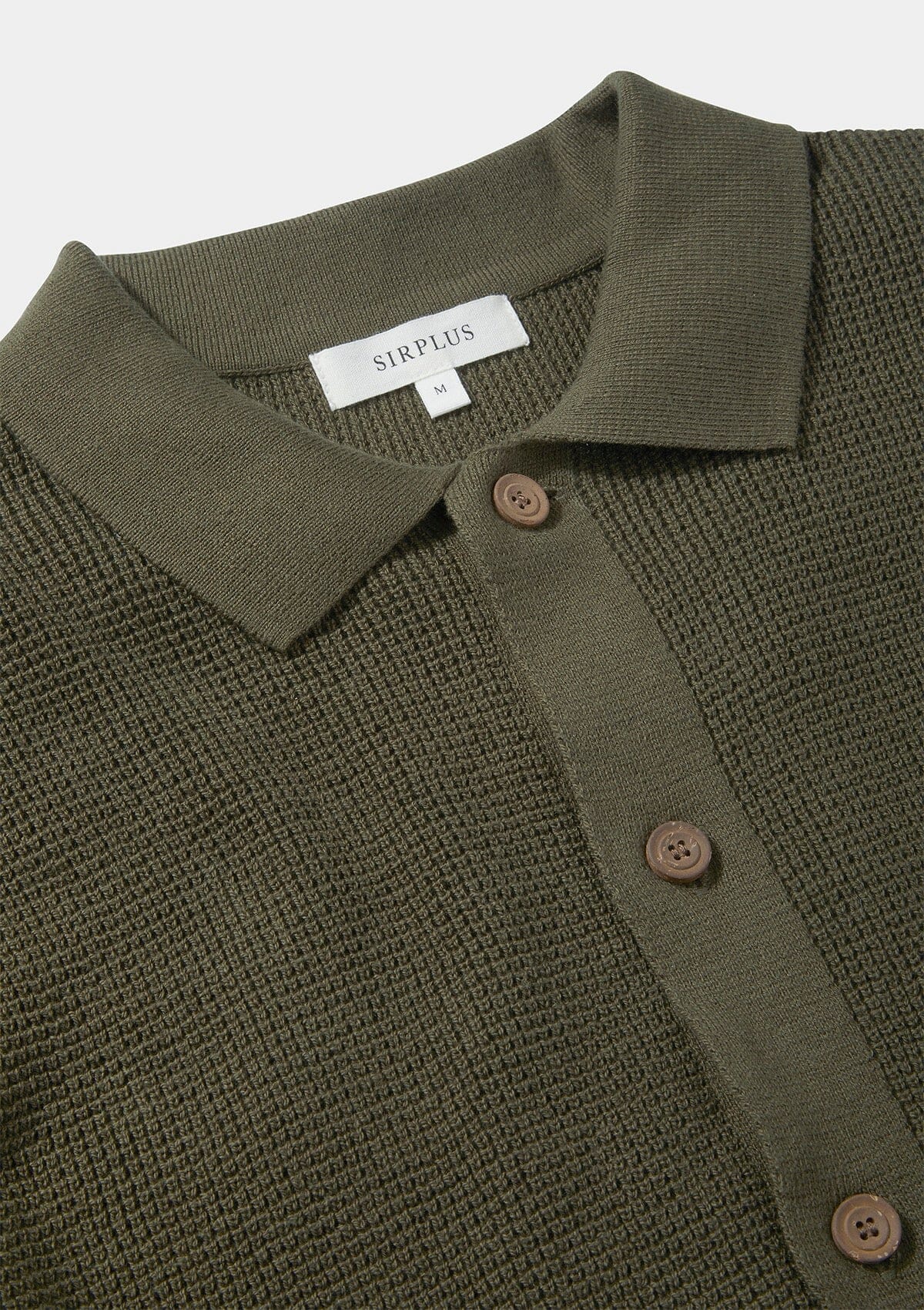 Olive Waffle Knit Polo, Polo Shirts - SIRPLUS